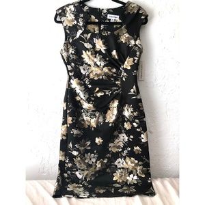 Shelby & Palmer Metallic Floral Midi Dress Black